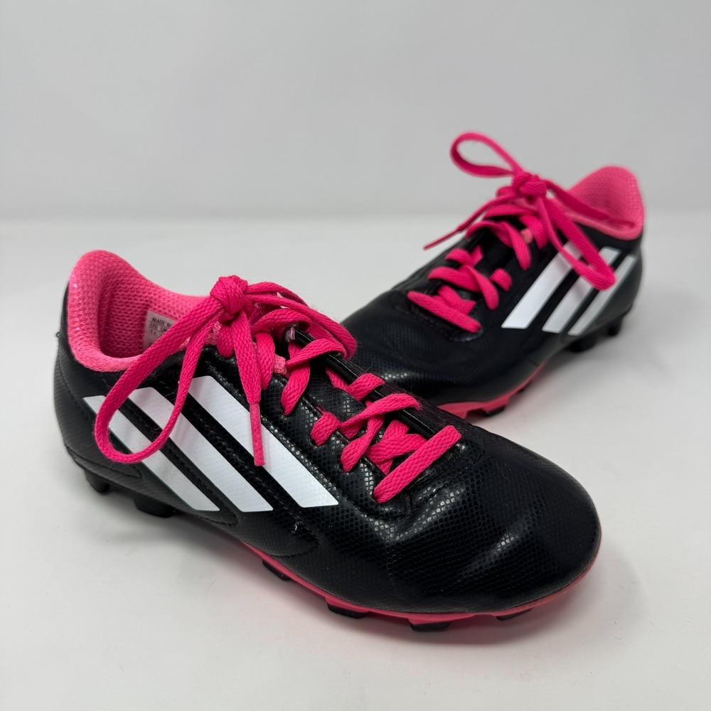 Adidas Soccer Futbol Cleats Pink Black Unisex Lace-up B25594 Youth Size 1.5